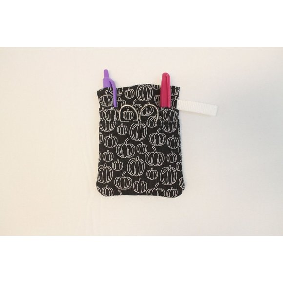 Black Pumpkins Scrub POCKET Insert, Organizer and Protector for Nurses, Doctors - Picture 1 of 4